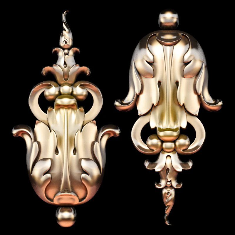 Acabamento vertical esculpido cl&aacute;ssico em arquivo STL de estilo barroco inclu&iacute;do Modelo 3D .c4d .max .obj .3ds .fbx .stl .blend 