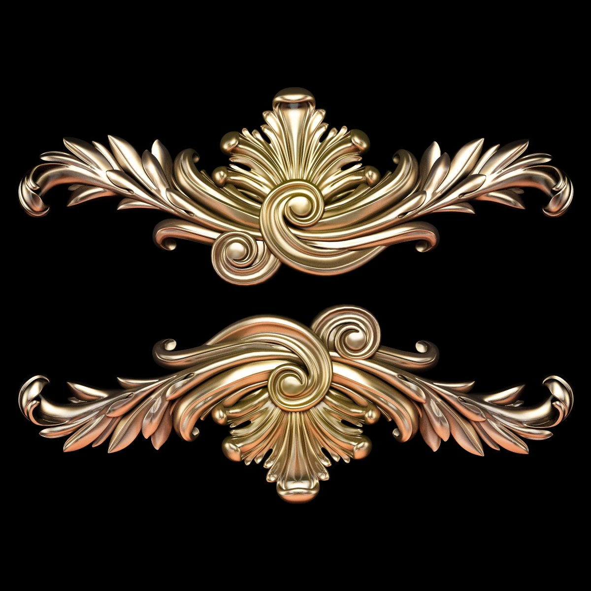 Acabamento horizontal esculpido cl&aacute;ssico em arquivo STL de estilo barroco inclu&iacute;do Modelo 3D .c4d .max .obj .3ds .fbx .stl .blend 