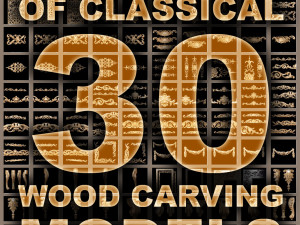 Collection of 30 models classical wood carving decor STL format 3D Model