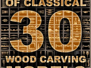 Sammlung von 30 Modellen klassischer Holzschnitzerei im STL-Format 3D Modell