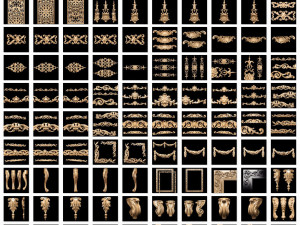 Collection of 30 models classical wood carving decor STL format 3D Model
