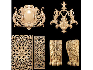 Collection of 30 models classical wood carving decor STL format 3D Model
