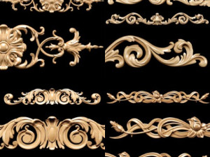 Collection of 30 models classical wood carving decor STL format 3D Model
