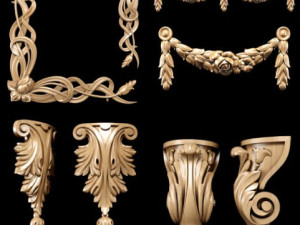 Collection of 30 models classical wood carving decor STL format 3D Model
