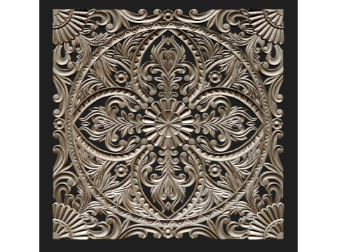 Pannello quadrato con decorazioni in stile asiatico Modello 3D