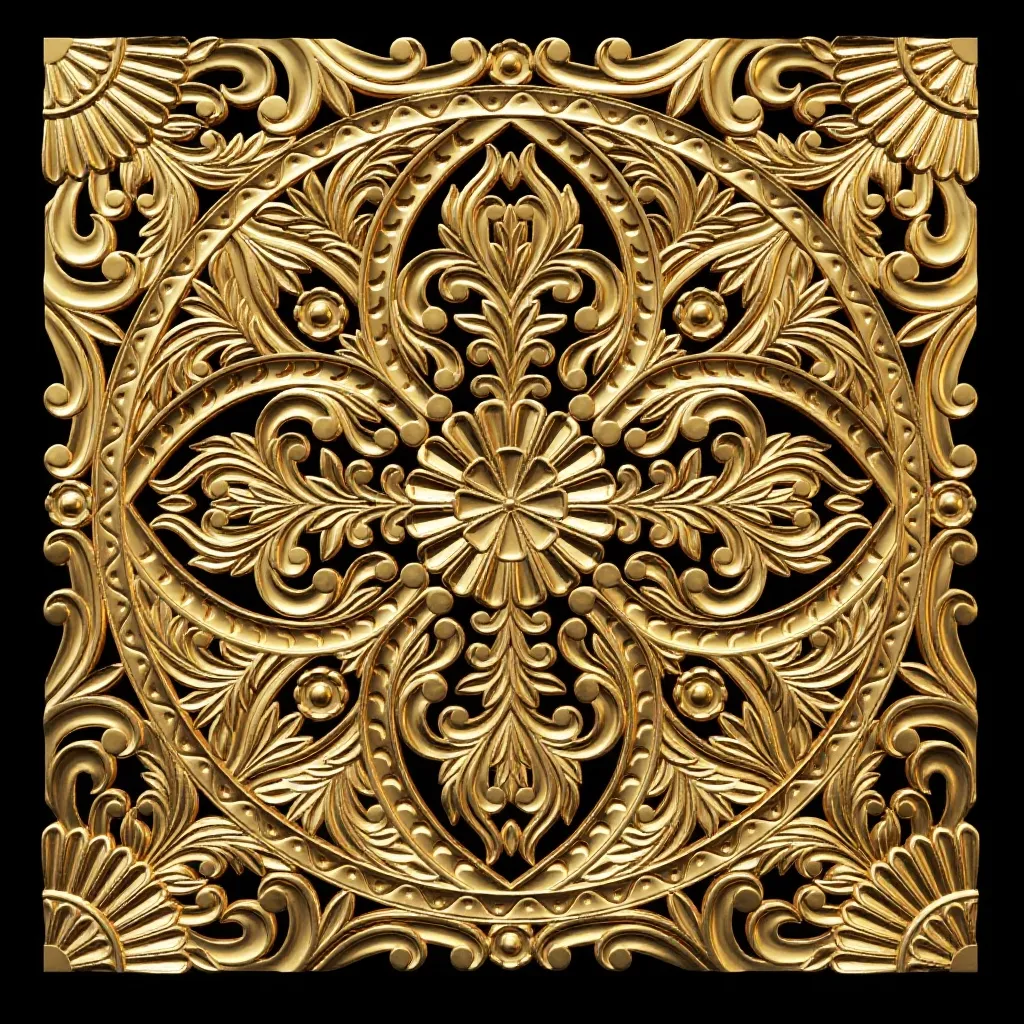 Asian style decor square panel 3D Model .c4d .max .obj .3ds .fbx .stl .blend 