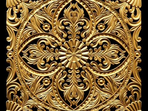 Asian style decor square panel 3D Model