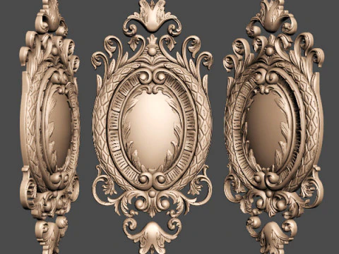 클래식 수직 트림 조각 장식 3D 모델