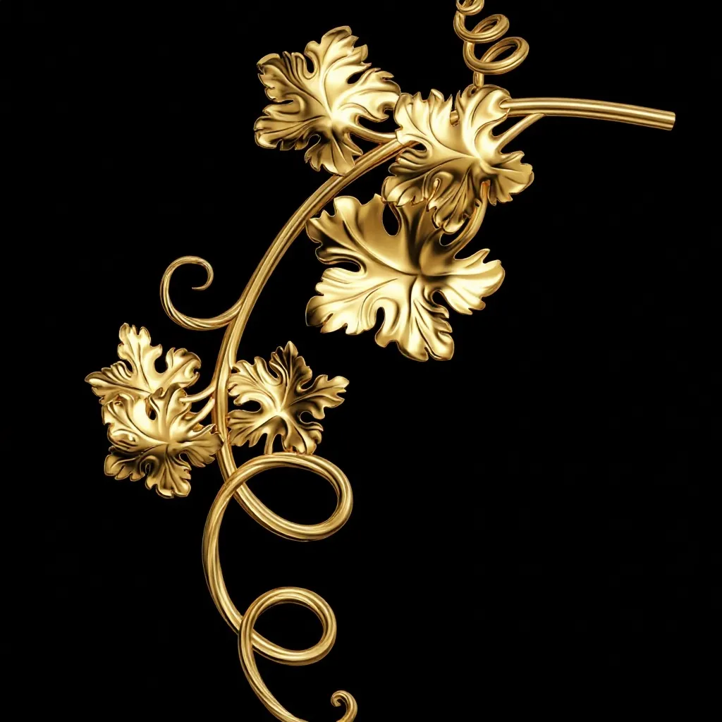 Floral grape leaf branch decor 3D Model .c4d .max .obj .3ds .fbx .stl .blend 