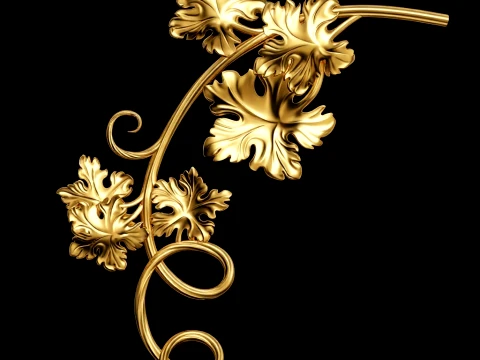 Floral grape leaf branch decor 3D Model