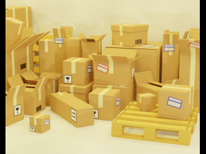cardboard boxes pack low-poly 3D Model