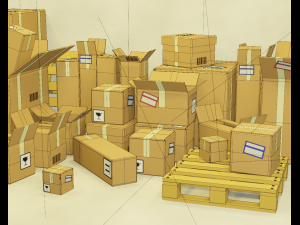cardboard boxes pack low-poly 3Dモデル