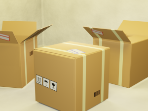 cardboard boxes pack low-poly 3Dモデル