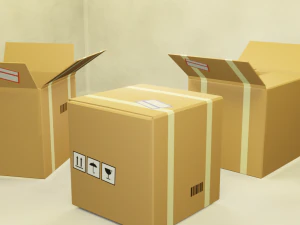 cardboard boxes pack low-poly 3D Model
