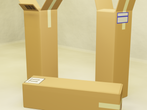 cardboard boxes pack low-poly 3Dモデル