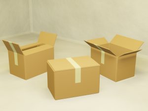 cardboard boxes pack low-poly 3Dモデル