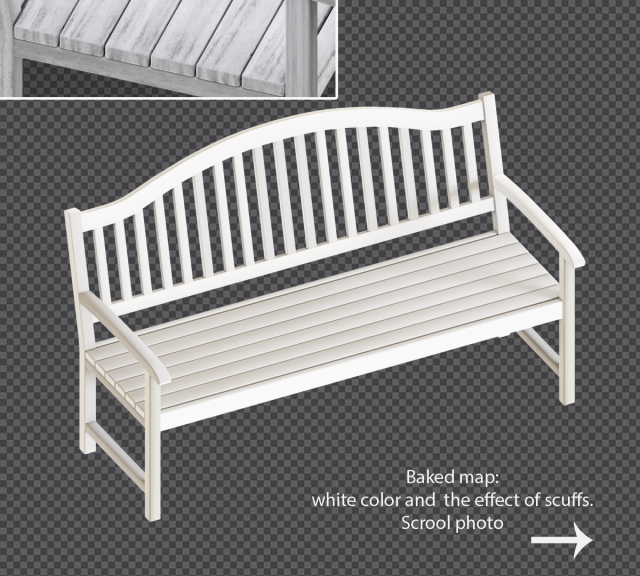 bench white and old white Model 3D .c4d .max .obj .3ds .fbx .stl .blend 