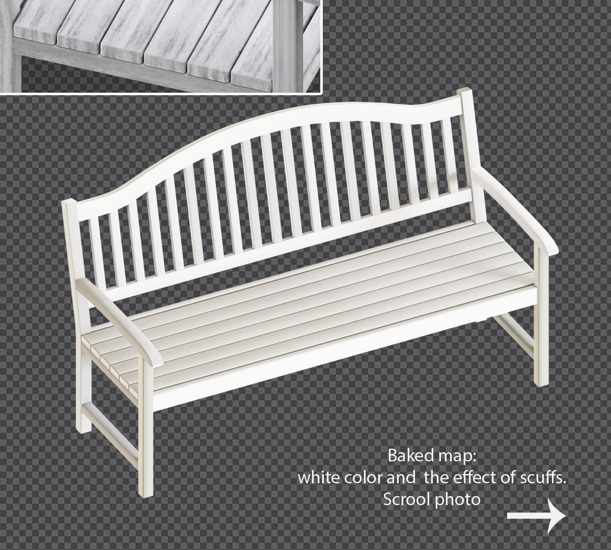 bench white and old white 3D Model .c4d .max .obj .3ds .fbx .stl .blend