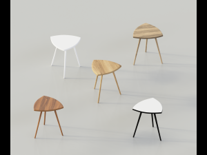 5 in 1 realistic wooden chair 3D Model