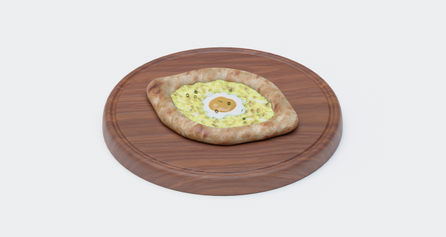realistic khachapuri bread on a cutting board Model 3D .c4d .max .obj .3ds .fbx .stl .blend 