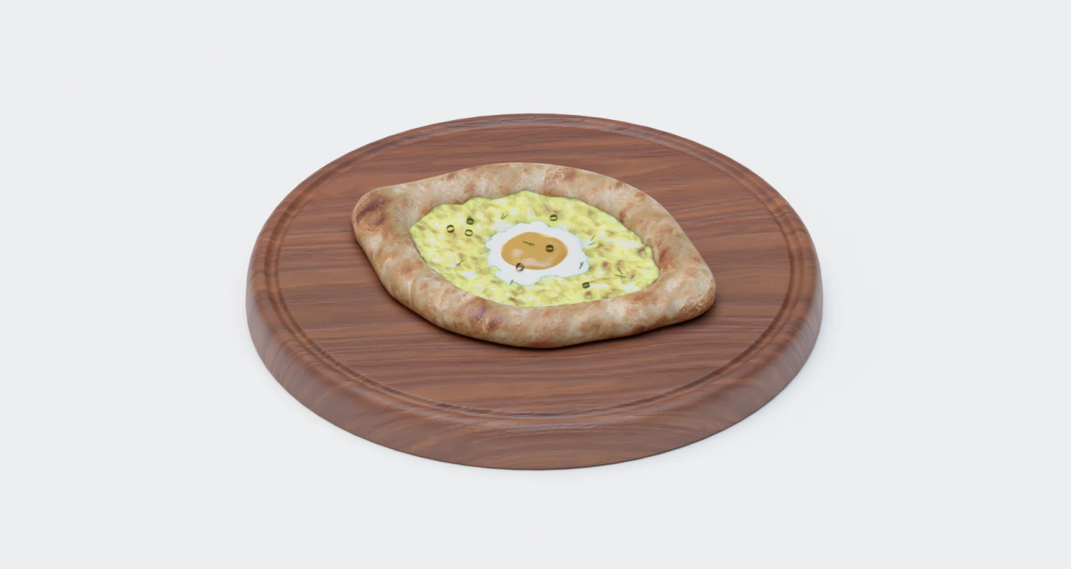 realistic khachapuri bread on a cutting board 3D Model .c4d .max .obj .3ds .fbx .stl .blend 