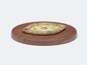realistic khachapuri bread on a cutting board Model 3D