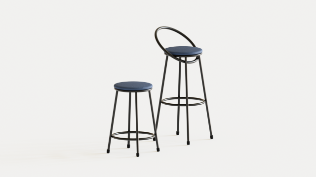 realistic bar chair blue-black Modelo 3D .c4d .max .obj .3ds .fbx .stl .blend 