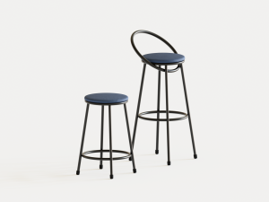 realistic bar chair blue-black 3D Model