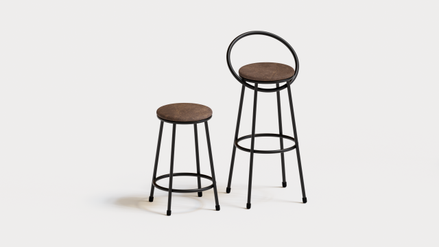 realistic bar chair brown-black 3D Model .c4d .max .obj .3ds .fbx .stl .blend 