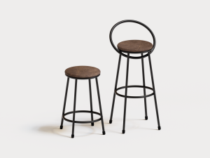 realistic bar chair brown-black 3D Model