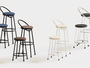 realistic bar chair brown-black 3D Model
