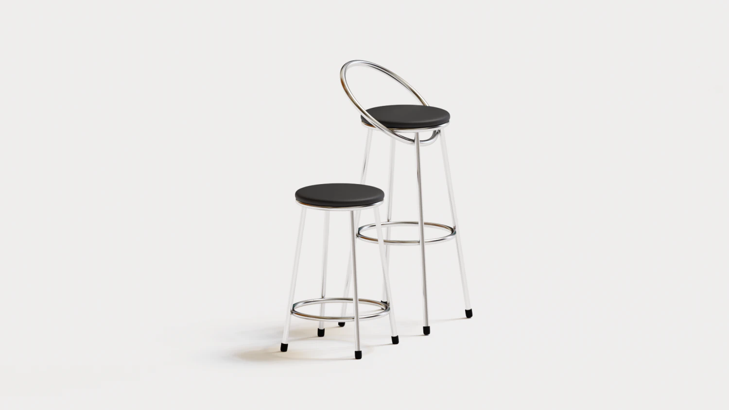 bar chairs chrome and graphite 3D Model .c4d .max .obj .3ds .fbx .stl .blend