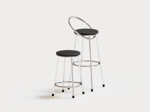 sedie da bar cromo e grafite Modello 3D