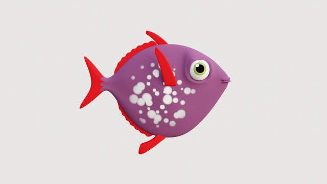 cartoon purple fish Model 3D .c4d .max .obj .3ds .fbx .stl .blend 