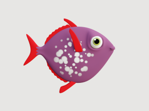 cartoon purple fish 3D Model