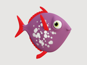cartoon purple fish Model 3D