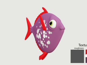 cartoon purple fish Model 3D