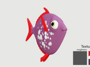 cartoon purple fish 3D Model