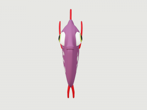 cartoon purple fish Model 3D