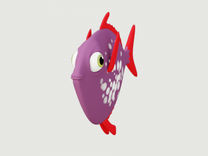 cartoon purple fish Model 3D