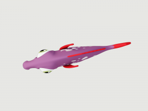 cartoon purple fish Model 3D