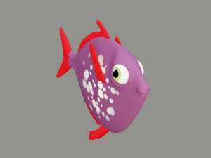 cartoon purple fish Model 3D