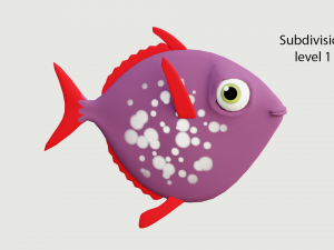 cartoon purple fish Model 3D