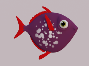 cartoon purple fish Model 3D