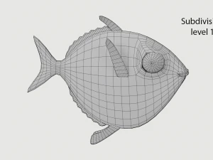 cartoon purple fish 3D Model