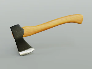 a pack of 3 modern realistic models of axes in low and high poly 3D Model