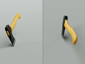 a pack of 3 modern realistic models of axes in low and high poly 3D Model