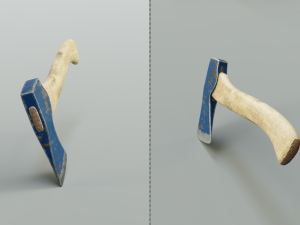 a pack of 3 modern realistic models of axes in low and high poly Modello 3D