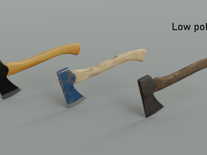 a pack of 3 modern realistic models of axes in low and high poly Modello 3D
