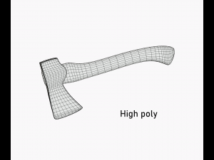 a pack of 3 modern realistic models of axes in low and high poly Modello 3D